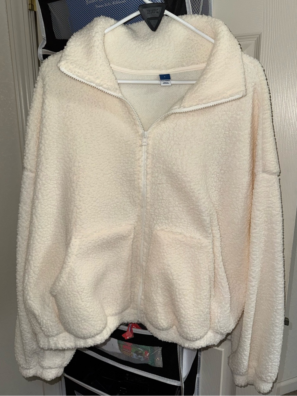 Old Navy Cream Sherpa Zip Jacket